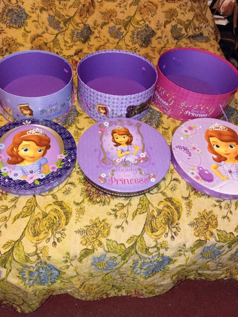 PURPLE AND PINK SET OF 3 PRINCESS NESTING STORAGE BOXES